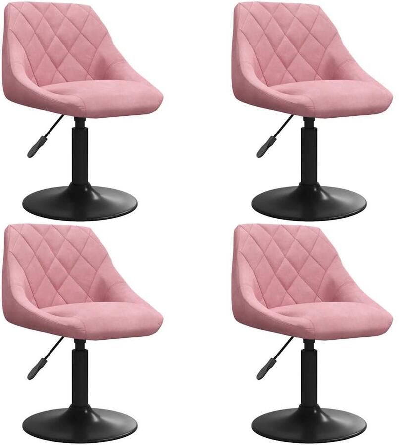 VidaXL -Eetkamerstoelen-draaibaar-4-st-fluweel-roze