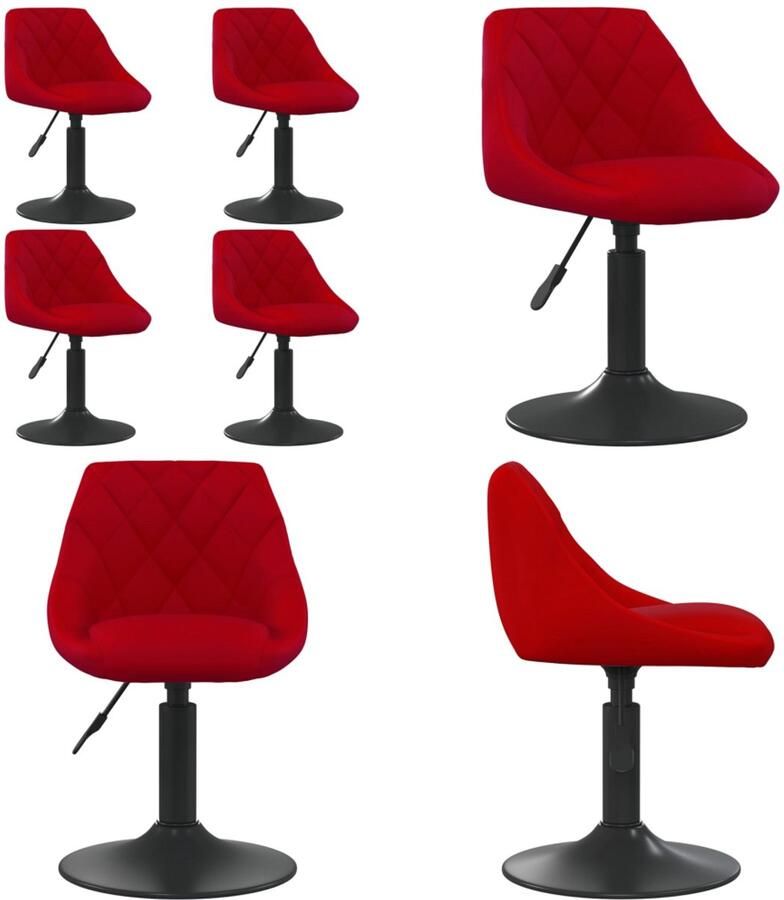 VidaXL Eetkamerstoelen draaibaar 4 st fluweel wijnrood Eetkamerstoel Eetkamerstoelen Dinerstoel Dinerstoelen