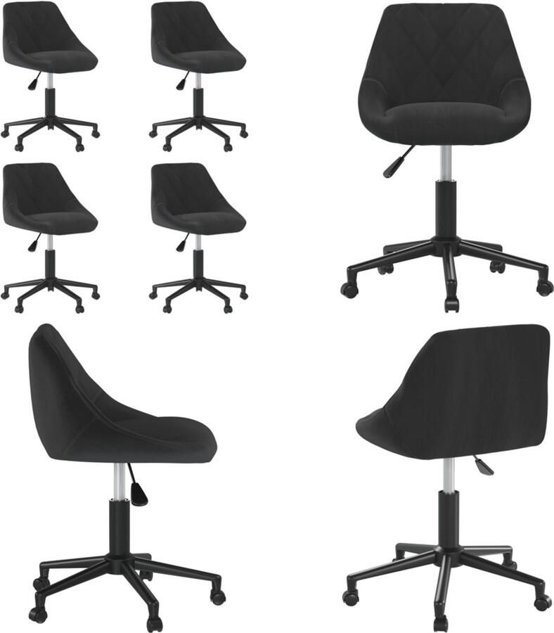 VidaXL Eetkamerstoelen draaibaar 4 st fluweel zwart Eetkamerstoel Eetkamerstoelen Dinerstoel Dinerstoelen