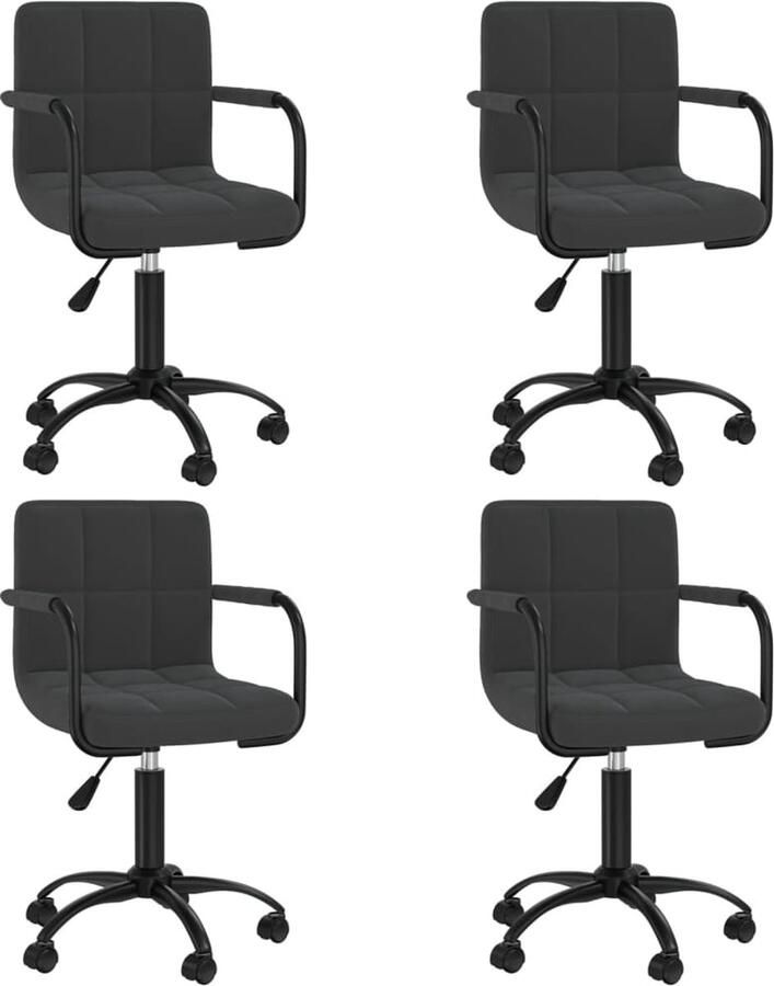 VidaXL Eetkamerstoelen draaibaar 4 st fluweel zwart