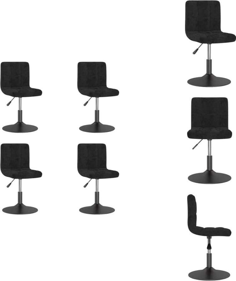 VidaXL -Eetkamerstoelen-draaibaar-4-st-fluweel-zwart