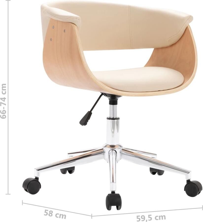 VidaXL Eetkamerstoelen draaibaar 4 st kunstleer crèmekleurig - Foto 3