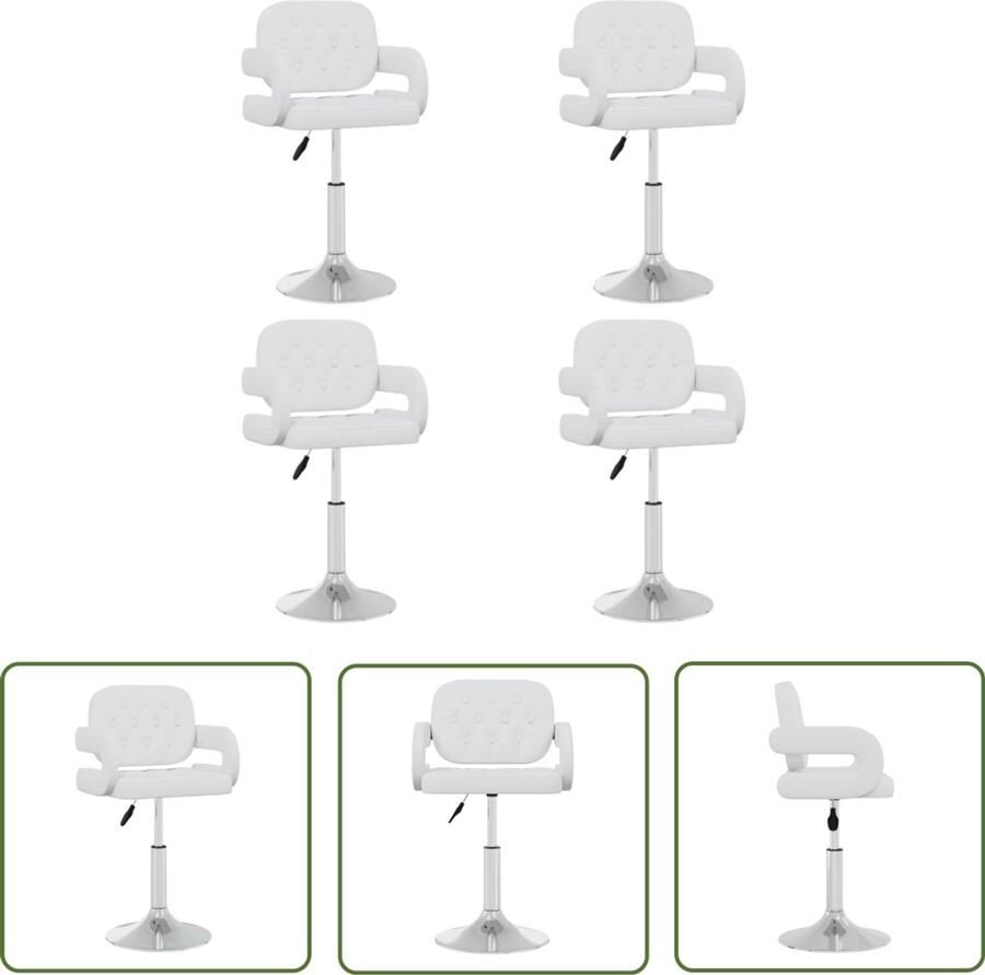 VidaXL Eetkamerstoelen Kunstleer Wit 4 stuks Eetkamerstoelen Draaibare Stoelen Kunstleder Meubels Witte Eetkamerstoelen Set Van 4 Stoelen