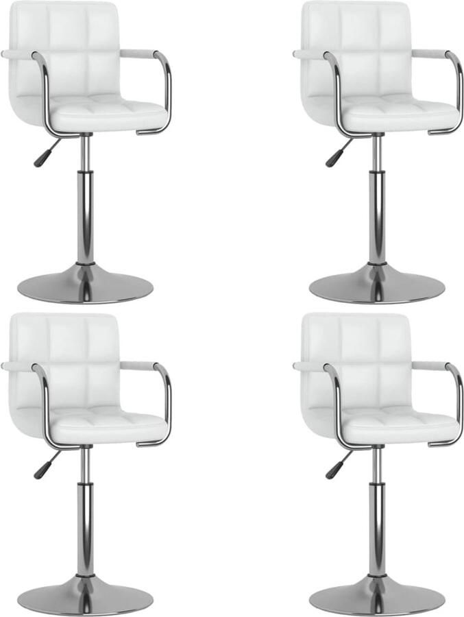 VidaXL Eetkamerstoelen Draaibaar 4 stuks Wit Draaibare Eetkamerstoel Wit Design Eetkamerstoel Kunstleder Eetkamerstoel Gasveer Mechanisme Eetkamerstoel Set Moderne Eetkamerstoel - Foto 2