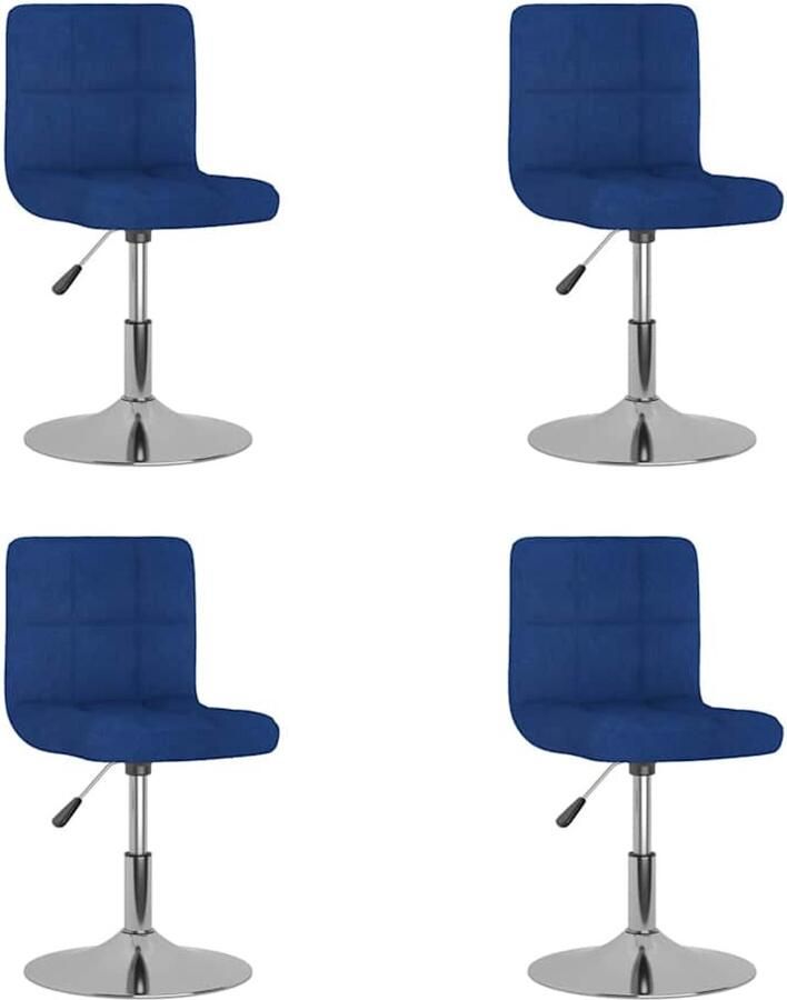 VidaXL Eetkamerstoelen draaibaar 4 st stof blauw - Foto 2