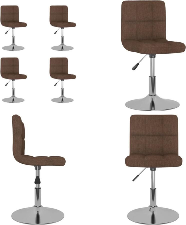 The Living Store Eetkamerstoelen draaibaar 4 st stof bruin Draaibare Eetkamerstoelen Bruin Design Eetkamerstoelen Moderne Eetkamerstoelen Comfortabele Eetkamerstoelen - Foto 2