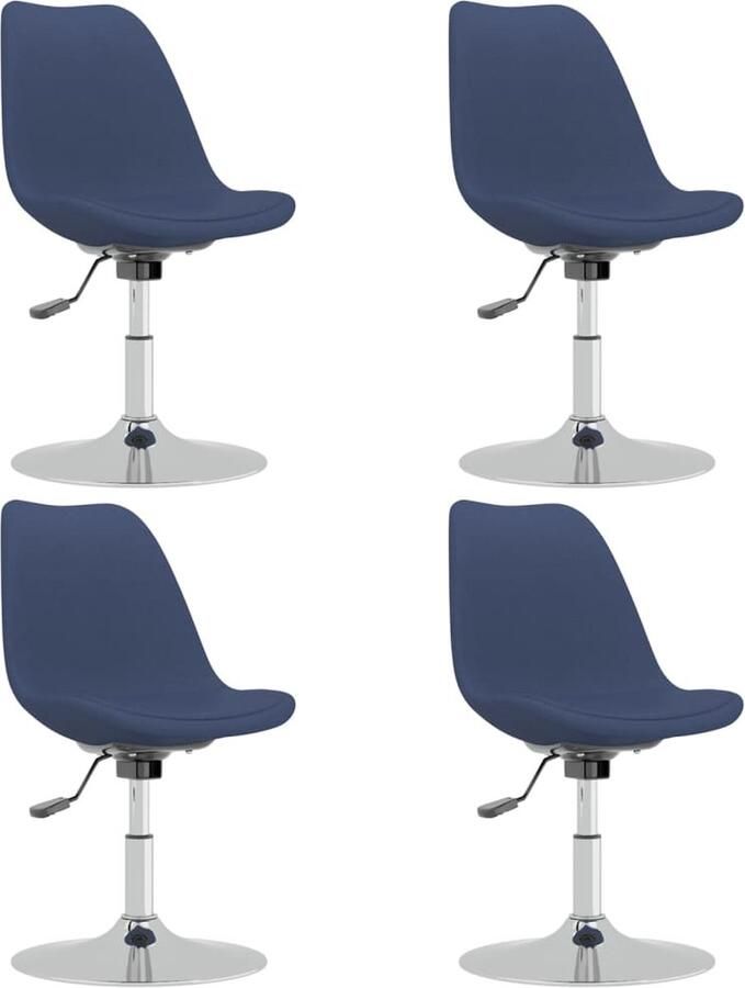 VidaXL Eetkamerstoelen Draaibaar 4 stuks Blauw Eetkamerstoelen Stoffen Eetkamerstoelen Blauwe Eetkamerstoelen Draaibare Eetkamerstoelen Ergonomische Eetkamerstoelen Met Armleuningen Lounge Stoelen