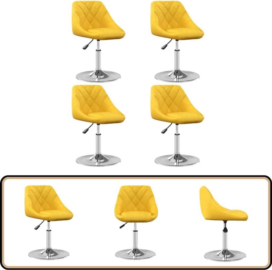 VidaXL Eetkamerstoelen Draaibaar 4 stuks Fluweel Mosterdgeel Draaibare Eetkamerstoel Eetkamerstoelen Fluweel Stoel Mosterdgeel Meubels Moderne Eetkamerstoel