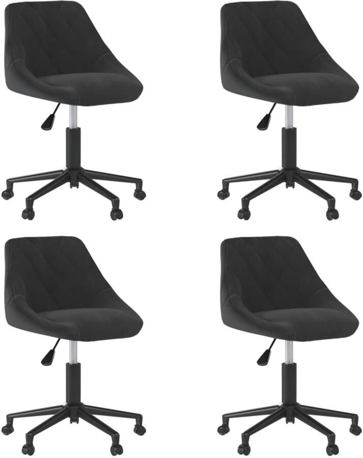 VidaXL Eetkamerstoelen Draaibaar 4 stuks Fluweel Zwart Draaibare Eetkamerstoel Zwarte Eetkamerstoel Eetkamerstoelen Velvet Design Eetkamerstoel Moderne Eetkamerstoel