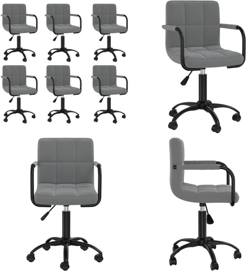 VidaXL Eetkamerstoelen draaibaar 6 st fluweel donkergrijs Eetkamerstoel Eetkamerstoelen Keukenstoelen Keukenstoel