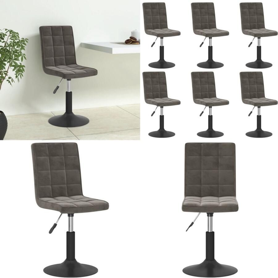 VidaXL Eetkamerstoelen draaibaar 6 st fluweel donkergrijs Eetkamerstoel Eetkamerstoelen Stoel Stoelen