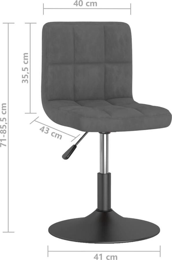 VidaXL Eetkamerstoelen draaibaar 6 st fluweel donkergrijs