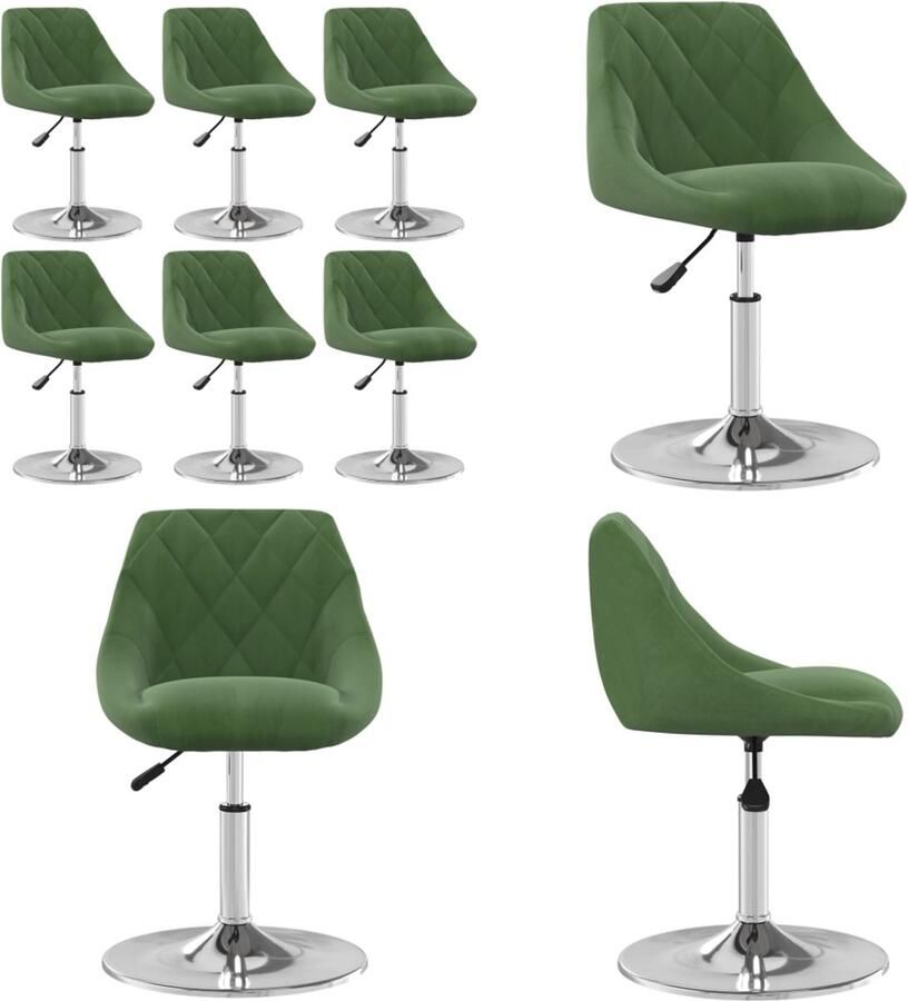 VidaXL Eetkamerstoelen draaibaar 6 st fluweel donkergroen Eetkamerstoel Eetkamerstoelen Dinerstoel Dinerstoelen