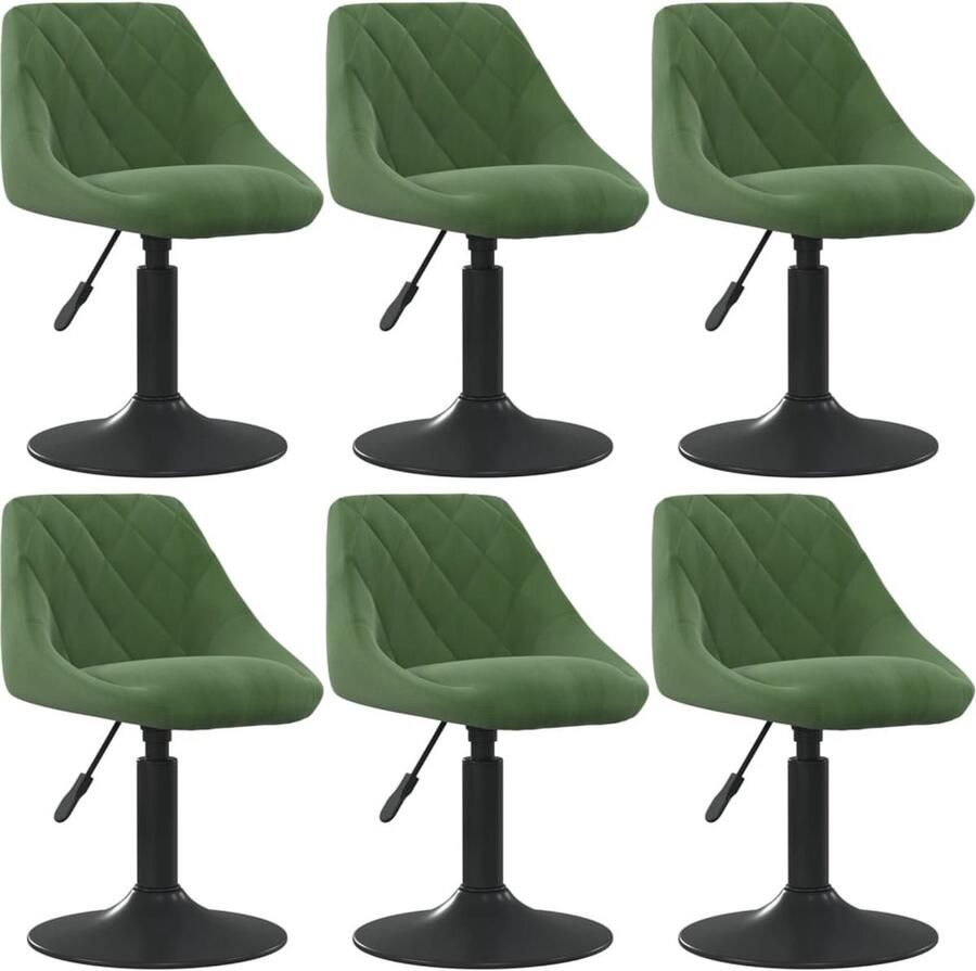 VidaXL -Eetkamerstoelen-draaibaar-6-st-fluweel-donkergroen