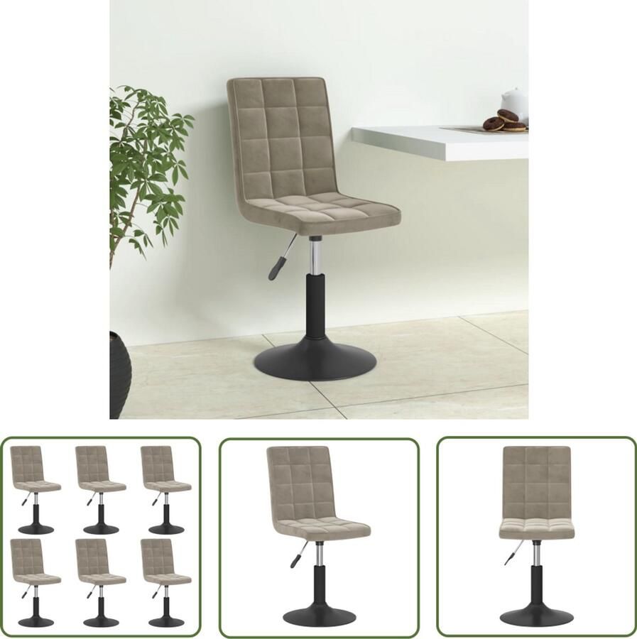 The Living Store Eetkamerstoelen draaibaar 6 st fluweel lichtgrijs Draaibare Eetkamerstoel Eetkamerstoelen Fluweel Stoel Lounge Stoel Modern Meubilair