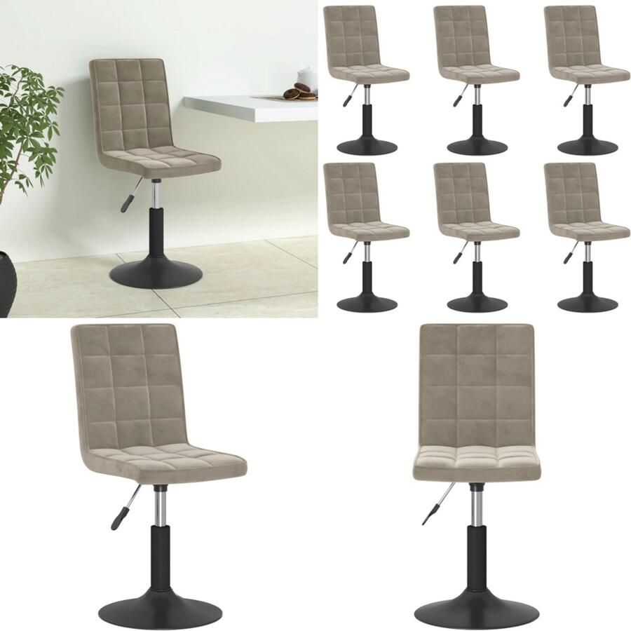 VidaXL Eetkamerstoelen draaibaar 6 st fluweel lichtgrijs Eetkamerstoel Eetkamerstoelen Stoel Stoelen