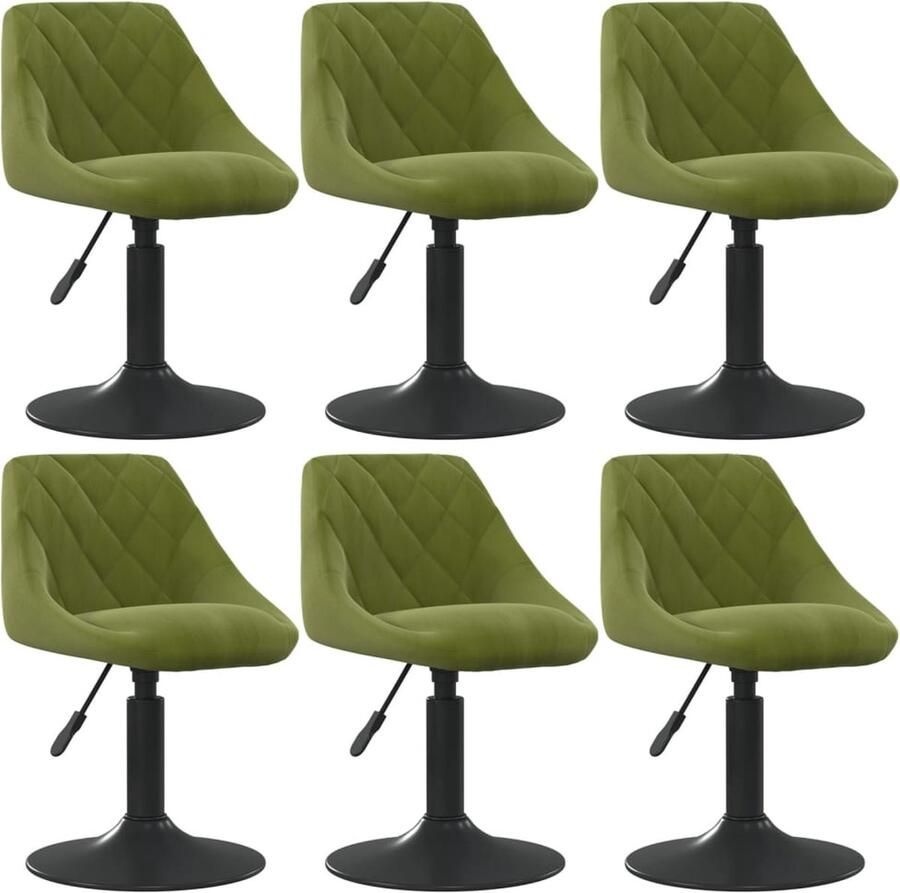 VidaXL -Eetkamerstoelen-draaibaar-6-st-fluweel-lichtgroen
