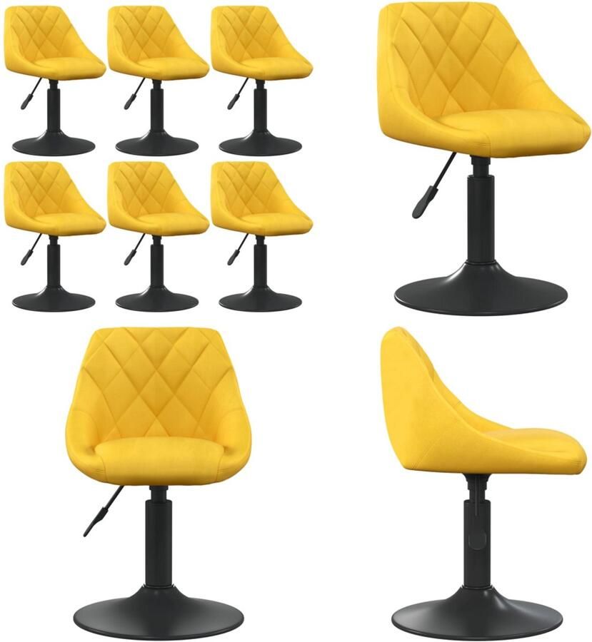 VidaXL Eetkamerstoelen draaibaar 6 st fluweel mosterdgeel Eetkamerstoel Eetkamerstoelen Dinerstoel Dinerstoelen