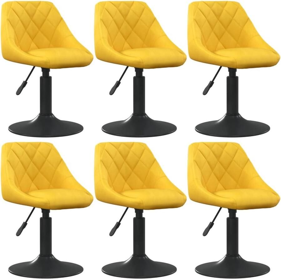 VidaXL -Eetkamerstoelen-draaibaar-6-st-fluweel-mosterdgeel - Foto 3