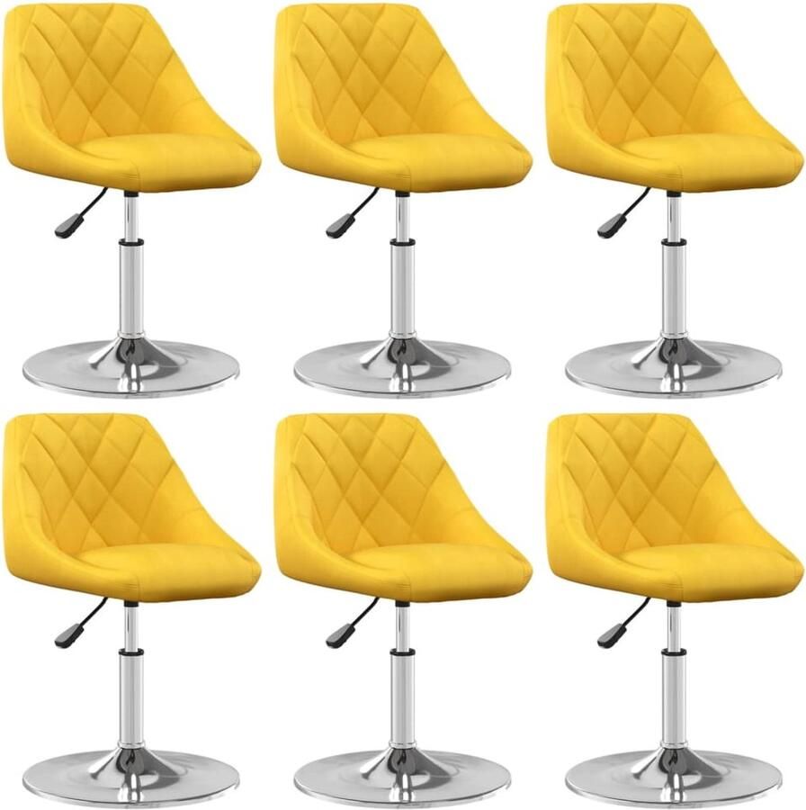 VidaXL -Eetkamerstoelen-draaibaar-6-st-fluweel-mosterdgeel - Foto 2