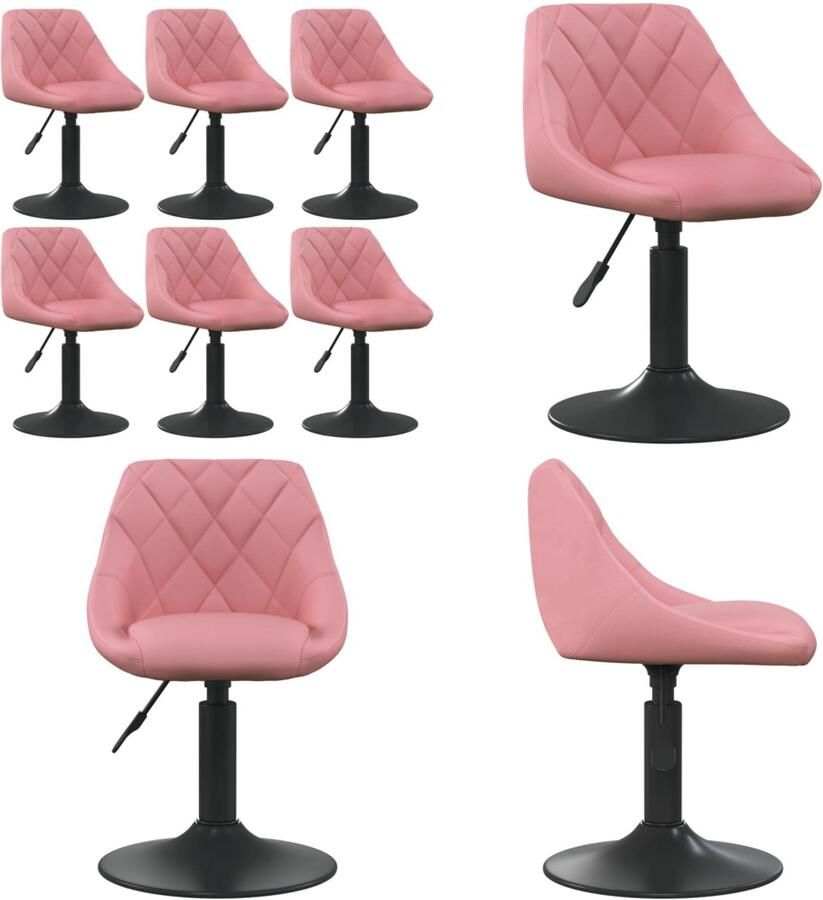 VidaXL Eetkamerstoelen draaibaar 6 st fluweel roze Eetkamerstoel Eetkamerstoelen Dinerstoel Dinerstoelen