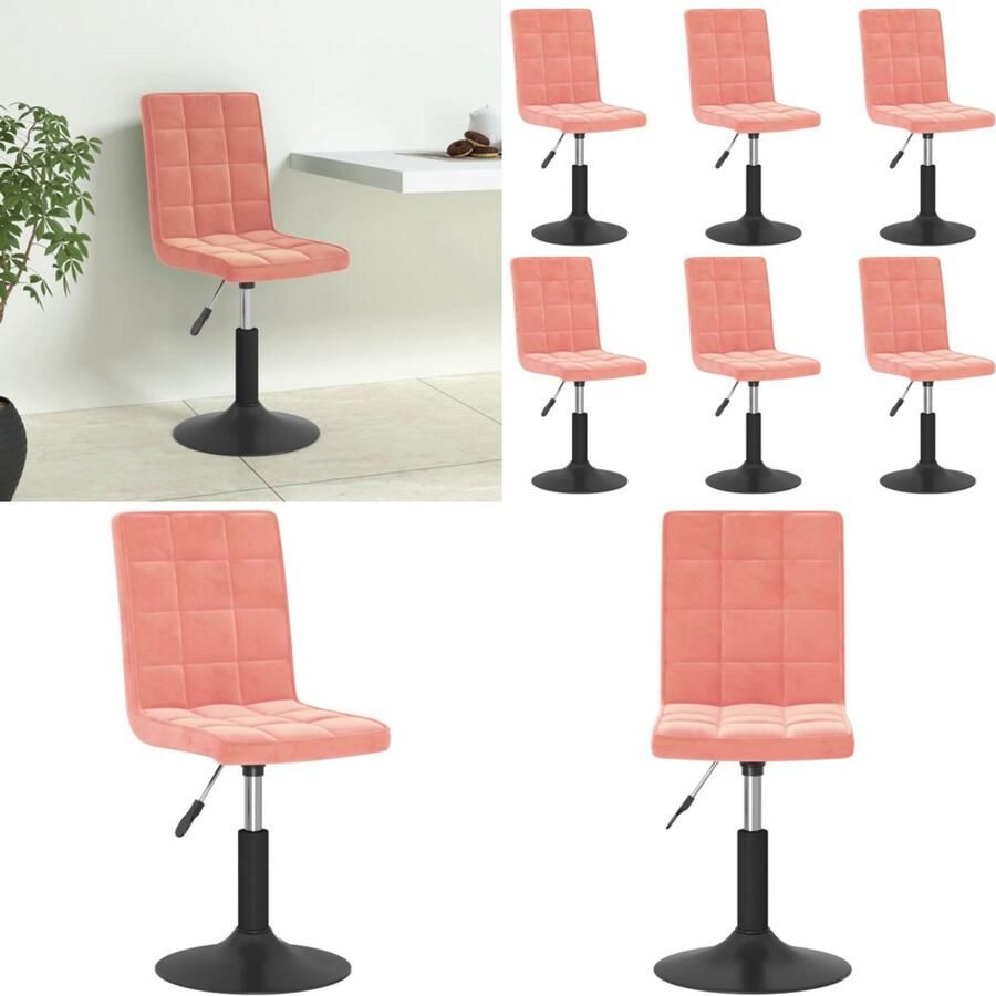 VidaXL Eetkamerstoelen draaibaar 6 st fluweel roze Eetkamerstoel Eetkamerstoelen Stoel Stoelen