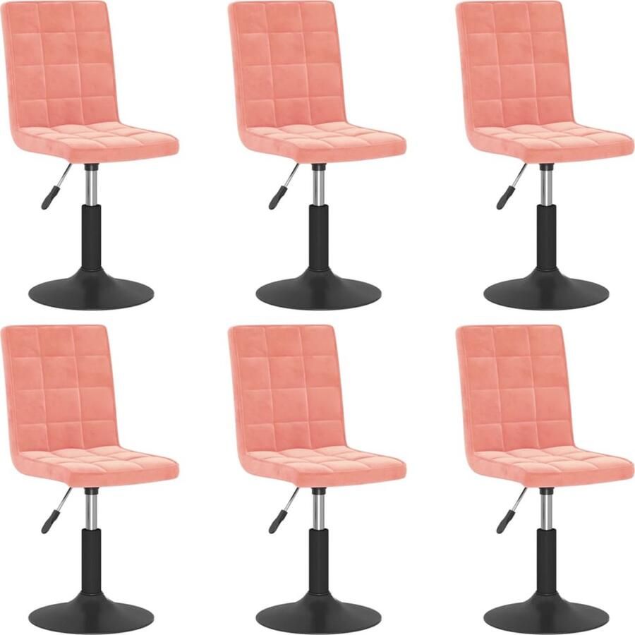 VidaXL -Eetkamerstoelen-draaibaar-6-st-fluweel-roze