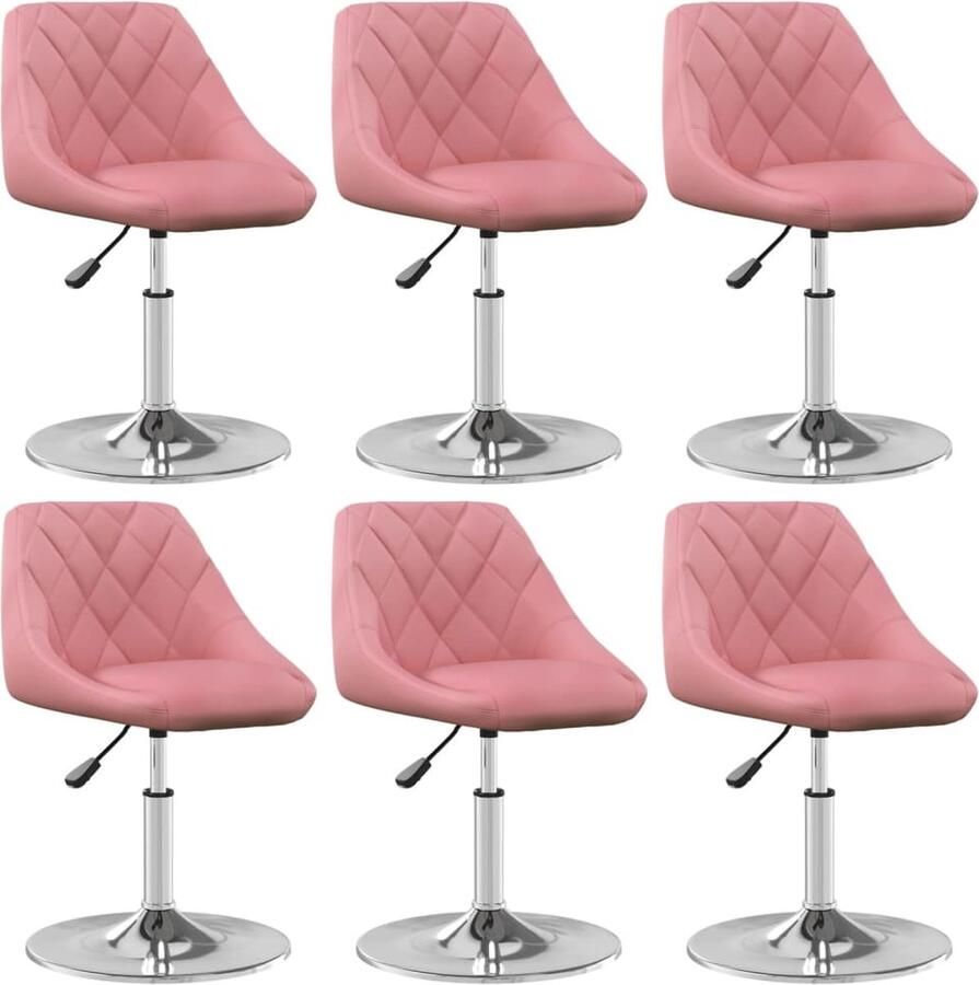 VidaXL -Eetkamerstoelen-draaibaar-6-st-fluweel-roze - Foto 2