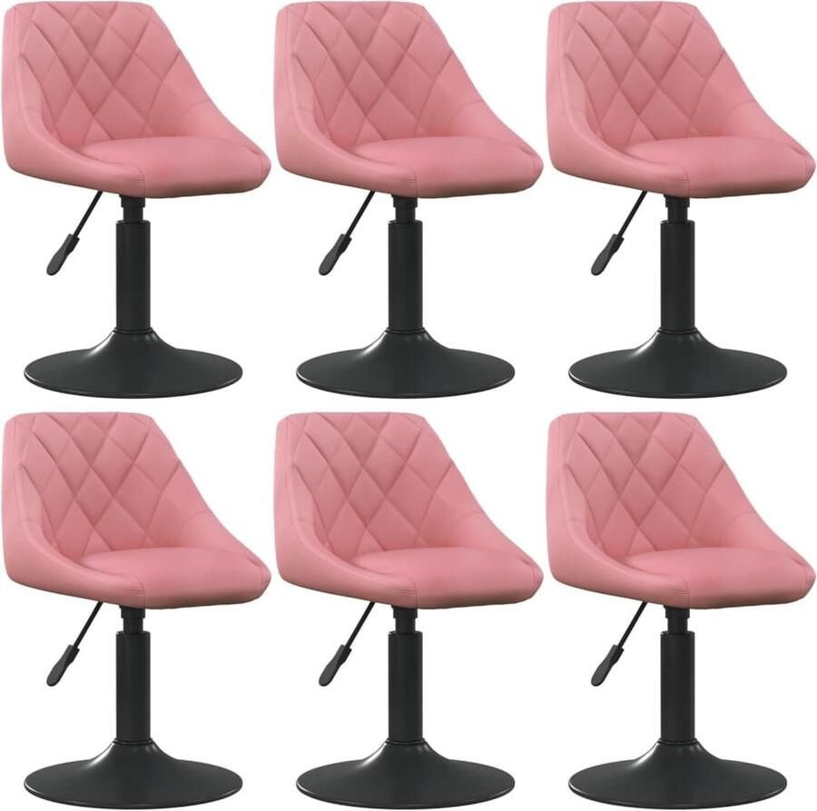 VidaXL -Eetkamerstoelen-draaibaar-6-st-fluweel-roze - Foto 3
