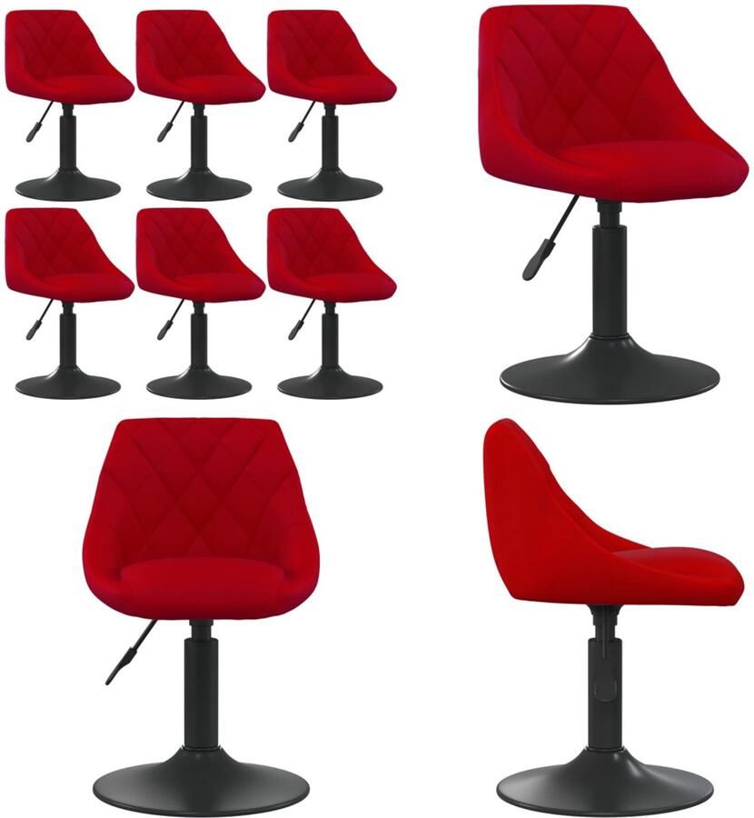 VidaXL Eetkamerstoelen draaibaar 6 st fluweel wijnrood Eetkamerstoel Eetkamerstoelen Dinerstoel Dinerstoelen