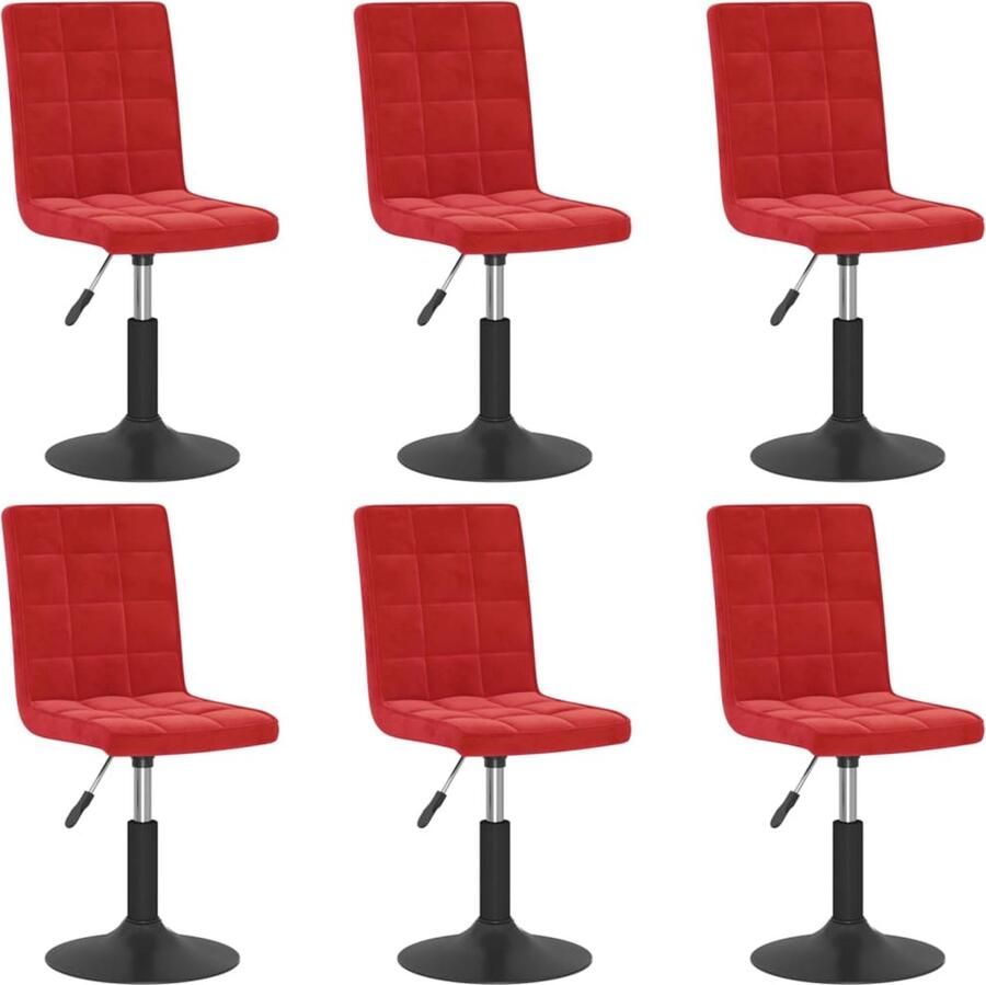VidaXL -Eetkamerstoelen-draaibaar-6-st-fluweel-wijnrood