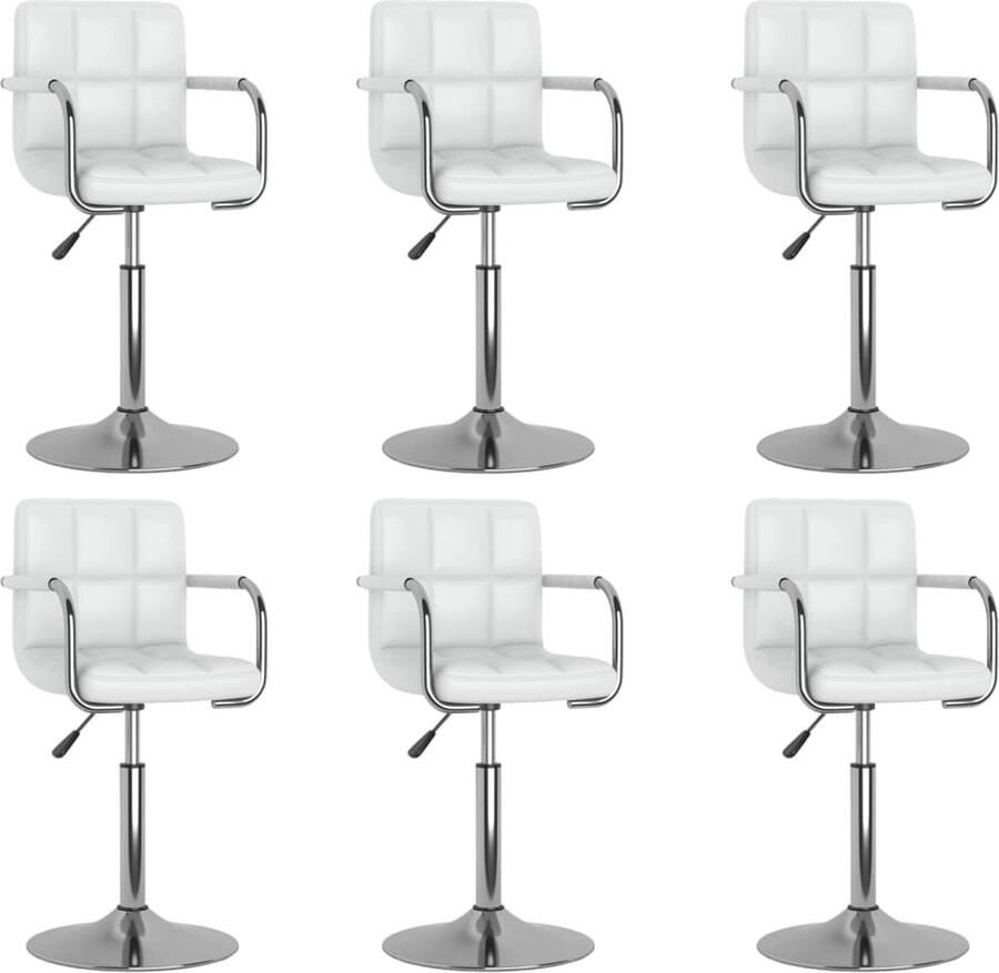 VidaXL Eetkamerstoelen draaibaar 6 st kunstleer wit