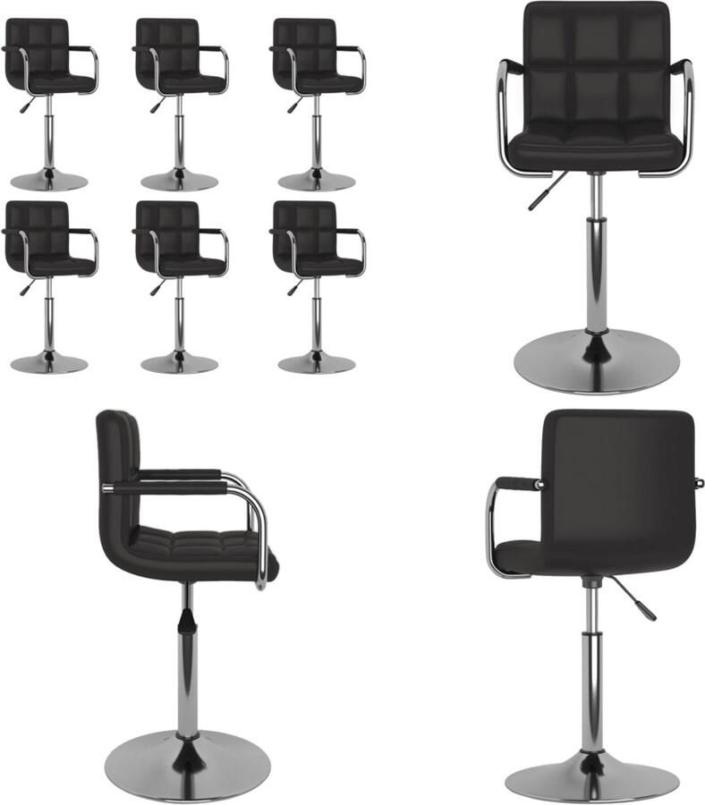 VidaXL -Eetkamerstoelen-draaibaar-6-st-kunstleer-zwart - Foto 2