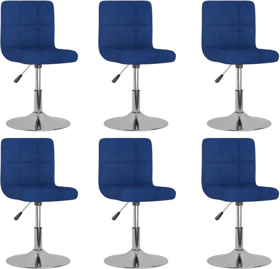 VidaXL Eetkamerstoelen draaibaar 6 st stof blauw