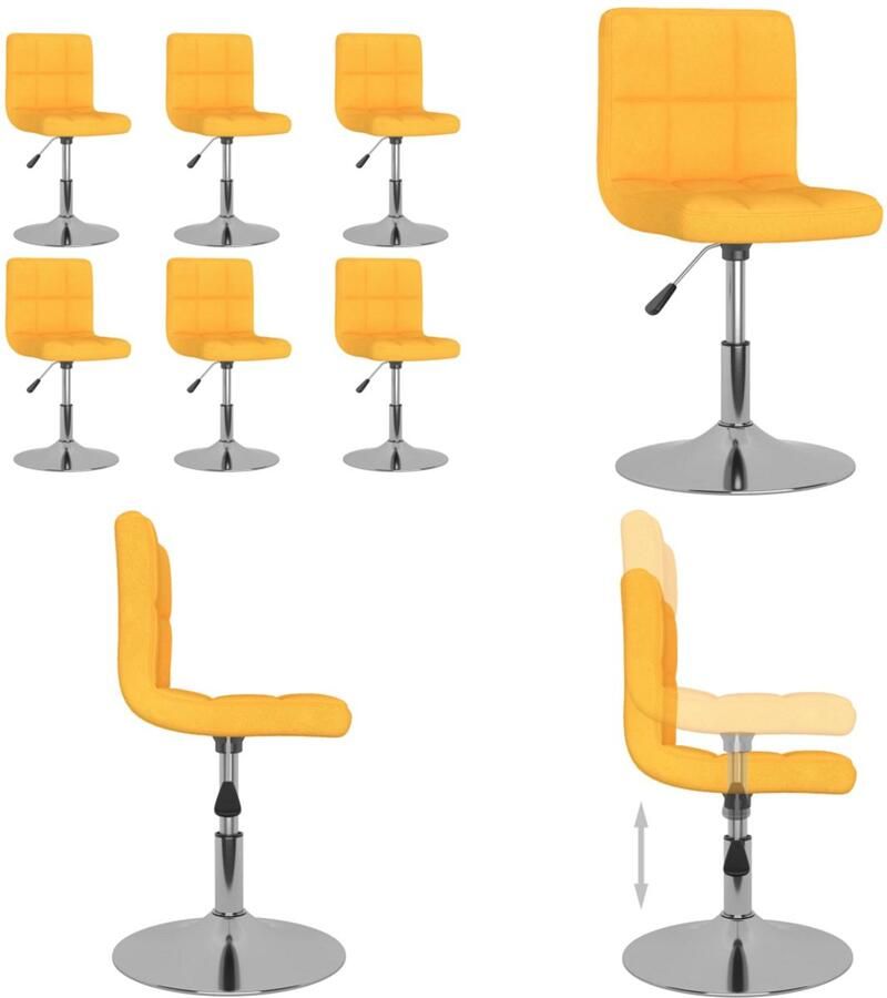VidaXL Eetkamerstoelen draaibaar 6 st stof geel Eetkamerstoel Eetkamerstoelen Dinerstoel Dinerstoelen