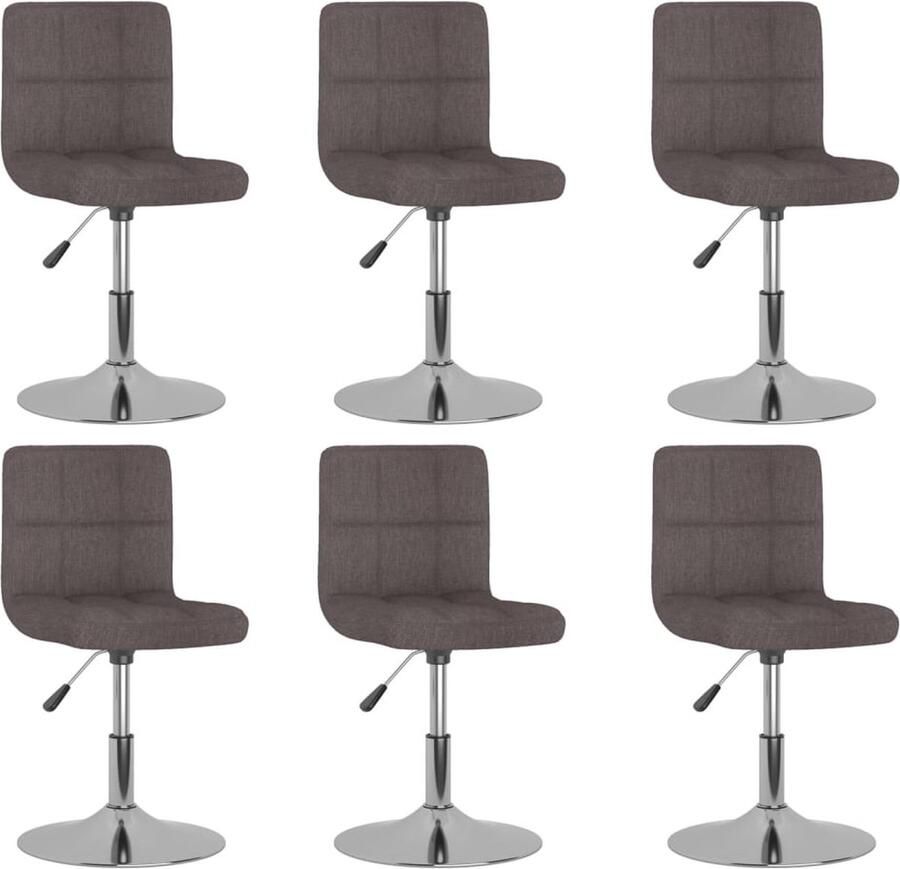 VidaXL Eetkamerstoelen Draaibaar Stof Taupe 6 st Draaiende Eetkamerstoel Eetkamerstoelen Set Taupe Meubels Design Eetkamerstoel Comfortabele Eetkamerstoel - Foto 2