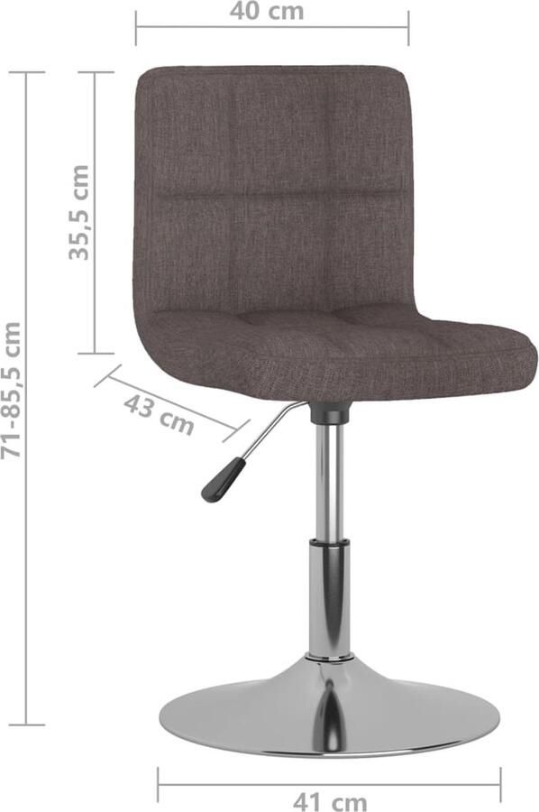 VidaXL Eetkamerstoelen draaibaar 6 st stof taupe - Foto 2