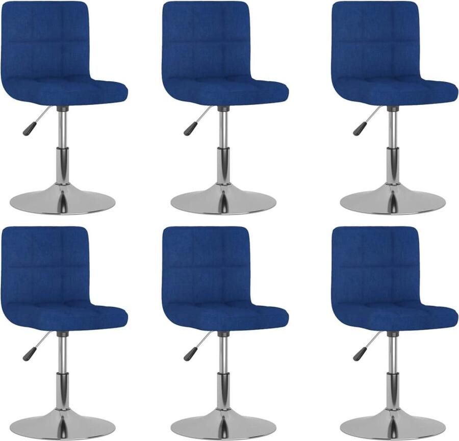 VidaXL Eetkamerstoelen Draaibaar 6 stuks Blauw Draaibare Eetstoelen Eetkamerstoelen Design Stoelen Blauwe Stoelen Stoffen Eetkamerstoelen