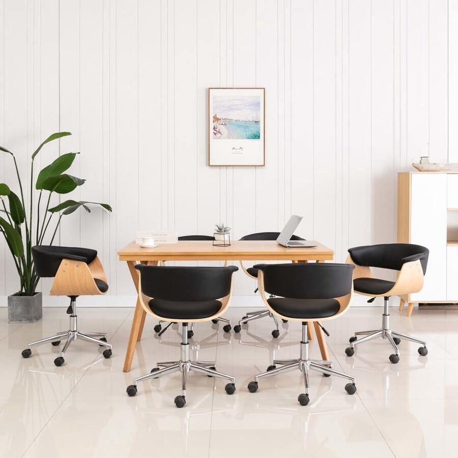 VidaXL Eetkamerstoelen Draaibaar 6 stuks Zwart Eetkamerstoelen Zwarte Stoelen Draaibare Stoelen Kunstleder Stoelen Dining Chairs Keukenstoelen - Foto 2