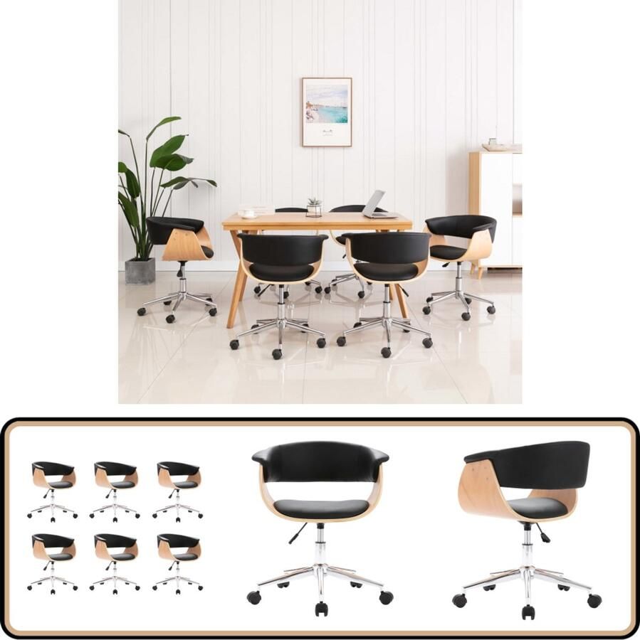 VidaXL Eetkamerstoelen Draaibaar 6 stuks Zwart Eetkamerstoelen Zwarte Stoelen Draaibare Stoelen Kunstleder Stoelen Dining Chairs Keukenstoelen