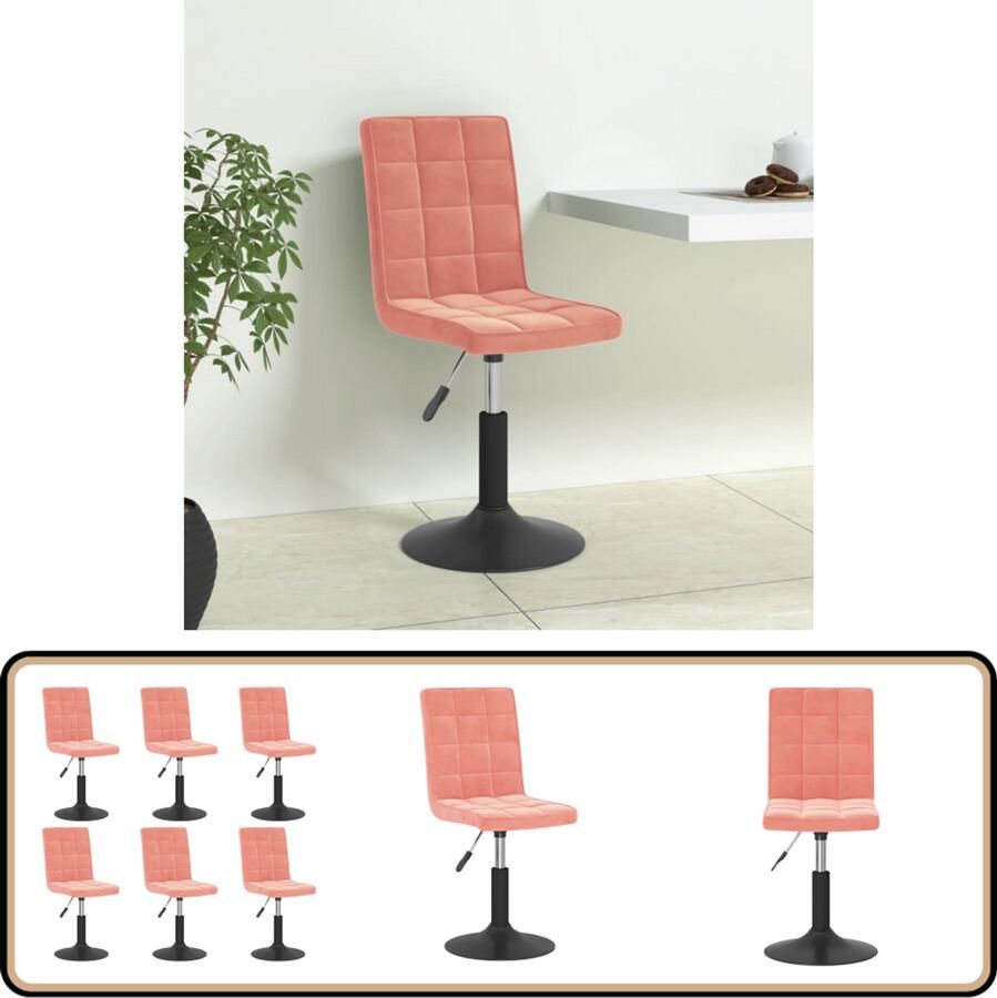 VidaXL Eetkamerstoelen Draaibaar 6st Fluweel Roze Draaibare Eetkamerstoel Velvet Roze Eetkamerstoel Fluweel Stoel Set Van 6 Stoelen Moderne Eetkamerstoel Comfortabele Eetkamerstoel