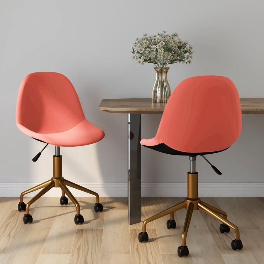VidaXL Eetkamerstoelen Draaibaar Fluweel 2 stuks Draaibare Eetkamerstoel Eetkamerstoelen Fluweel Stoel Roze Stoel Design Fauteuil Luxe Stoel Comfortabele Stoel Roestvrijstalen Onderstel Gasveren Multifunctionele Stoel - Foto 2