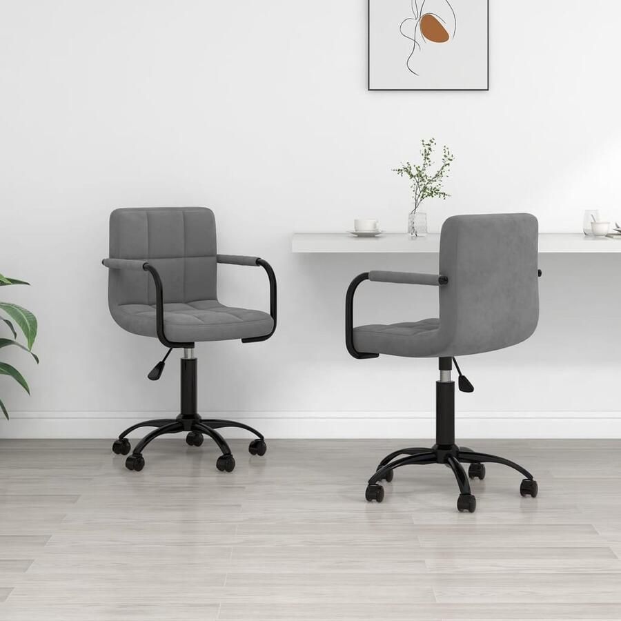 VidaXL Eetkamerstoelen Draaibaar Fluweel 2 stuks Draaibare Eetkamerstoel Eetkamerstoelen Fluweel Meubels Donkere Grijze Meubels Design Meubels Comfortabele Stoelen Salontafel Woonkamerinrichting - Foto 2