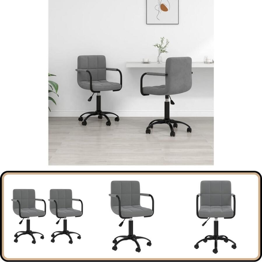 VidaXL Eetkamerstoelen Draaibaar Fluweel 2 stuks Draaibare Eetkamerstoel Eetkamerstoelen Fluweel Meubels Donkere Grijze Meubels Design Meubels Comfortabele Stoelen Salontafel Woonkamerinrichting