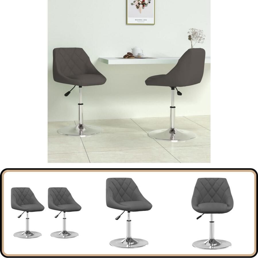 VidaXL Eetkamerstoelen Draaibaar Fluweel 2 stuks Draaibare Eetkamerstoelen Fluweel Meubels Donkere Fauteuils Design Stoelen