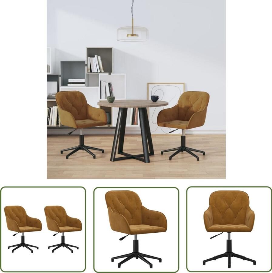 VidaXL -Eetkamerstoelen-draaibaar-2-st-fluweel-bruin
