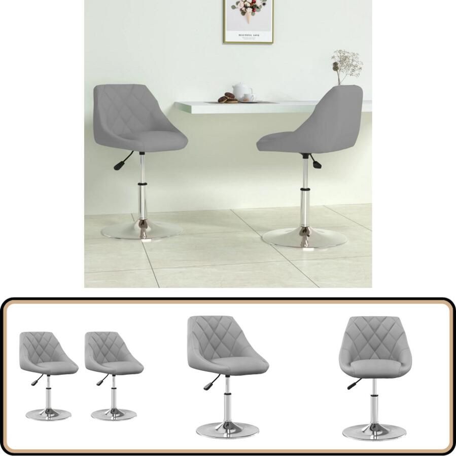 VidaXL Eetkamerstoelen Draaibaar Fluweel 2 stuks Eetkamerstoelen Draaibare Stoelen Fluweel Stoelen Grijze Stoelen Lounge Stoelen Salon Meubels Woonkamer Meubels Dining Chairs Velvet Chairs