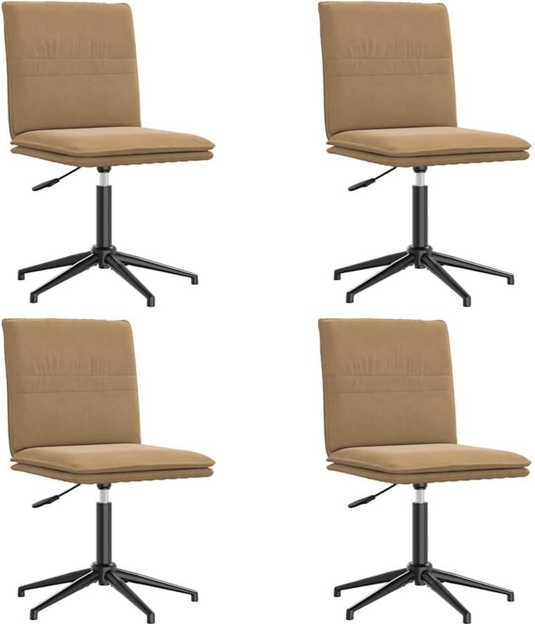 VidaXL Eetkamerstoelen Draaibaar Fluweel 4 stuks Eettafelstoel Eetkamerstoel Velours Stoel Bruine Stoel Ergonomische Stoel - Foto 3