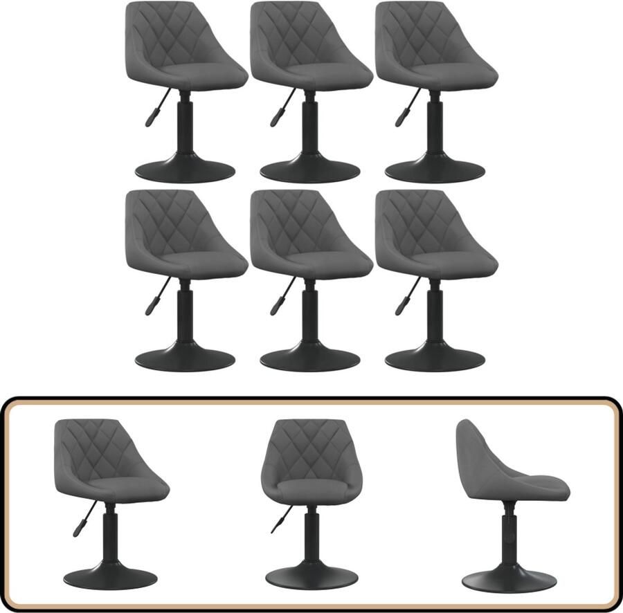 VidaXL Eetkamerstoelen Draaibaar Fluweel 6 stuks Draaibare Eetkamerstoelen Fluweel Meubels Donkere Grijze Meubels Design Meubels