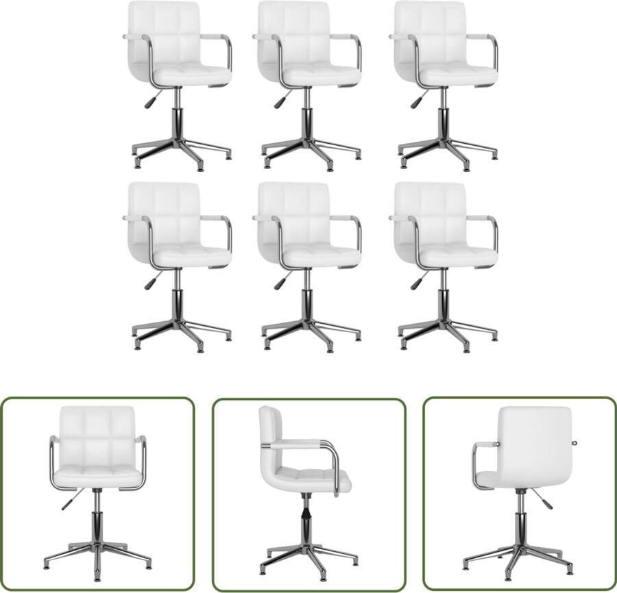VidaXL Eetkamerstoelen Draaibaar Kunstleer Wit 6 st Draaibare Eetkamerstoelen Kunstleder Meubels Salon Meubilair Modern Meubilair Comfortabele Stoelen Witte Stoelen